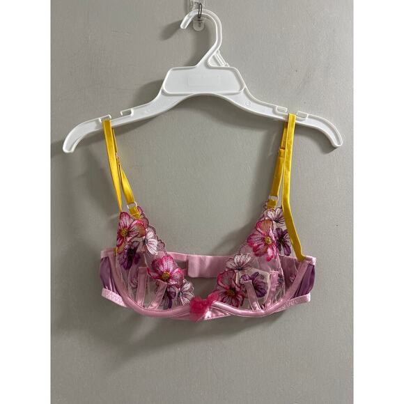 FOR LOVE AND LEMONS Floral Pink Bra - Picture 2 of 5